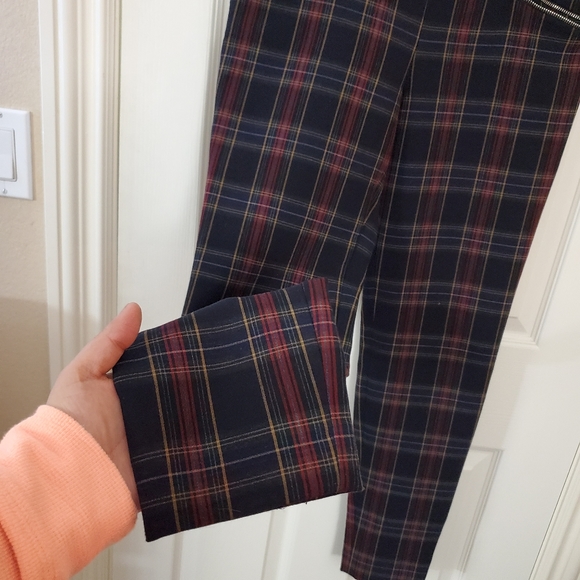 NWOT Zara Checkered Skinny Trousers with Zip - Picture 5 of 8